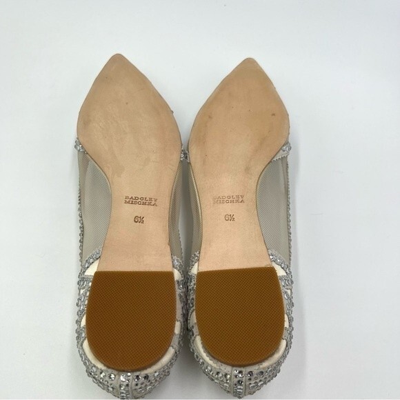 Badgley Mischka BHLDN Size‎ 6.5 Gigi Point Toe Jeweled Ivory Ballet Flats Shoes - Picture 11 of 15